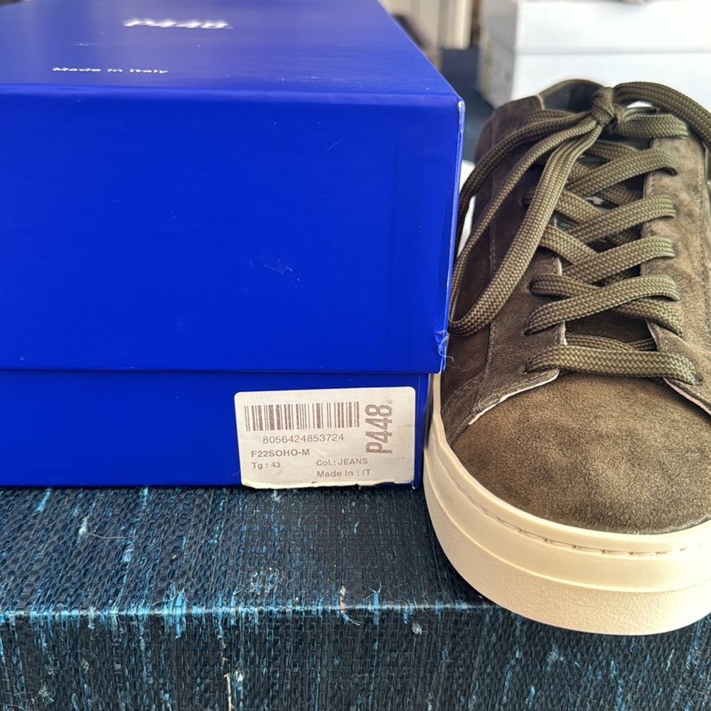 P448 Olive Suede Lace-Up Sneakers - Picture 3 of 3